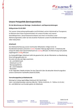 Download PDF-Datei: Servicepreisliste